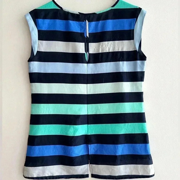The Limited Horizontal Striped Tank Top, Blue and Teal Stripes Shirt, Size XS - Picture 12 of 16